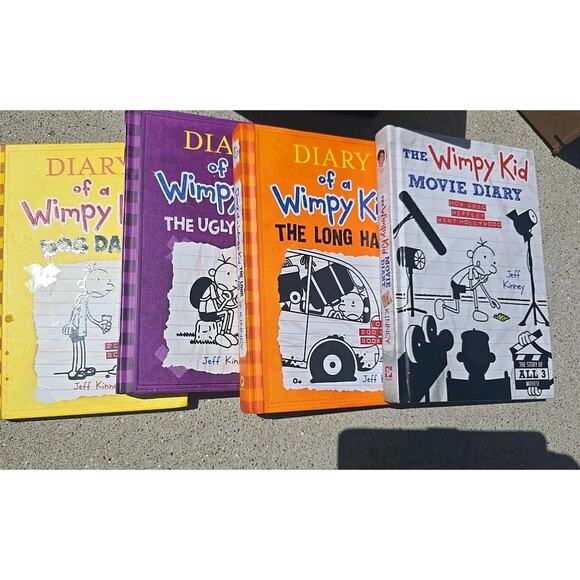 Jeff Kinney ~ DIARY OF A WIMPY KID 4 Hardcover Set OF BOOKS. LIKE NEW - Picture 1 of 3